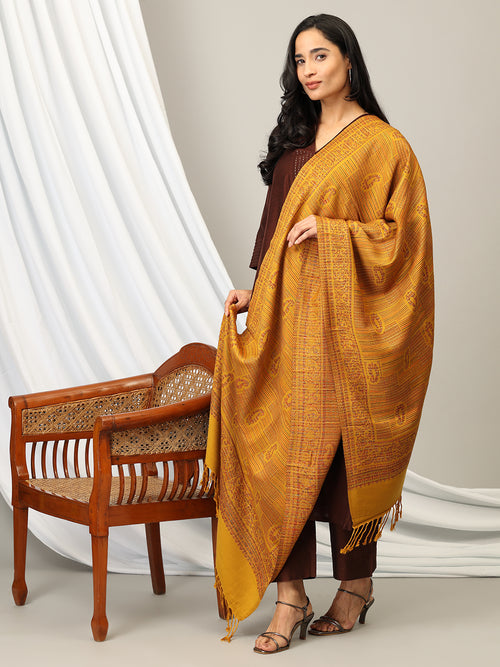 Amber Embrace Acrylic Woolen Stole