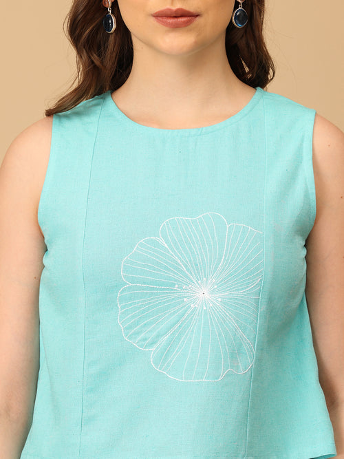 Aqua About It Embroidered Women's Co ord Set