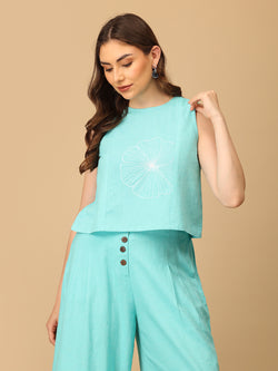 Aqua About It Embroidered Women's Co ord Set
