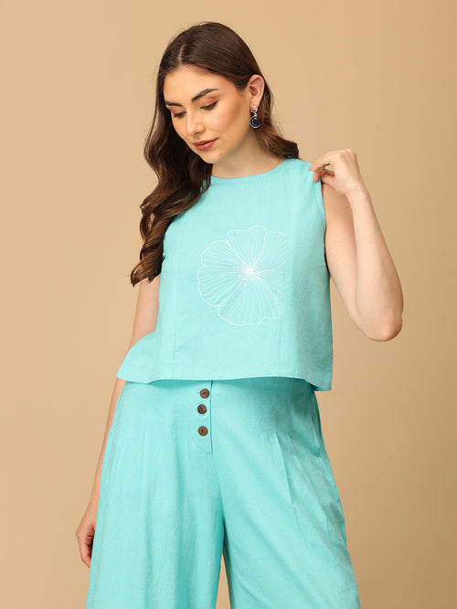 Aqua About It Embroidered Women's Co ord Set