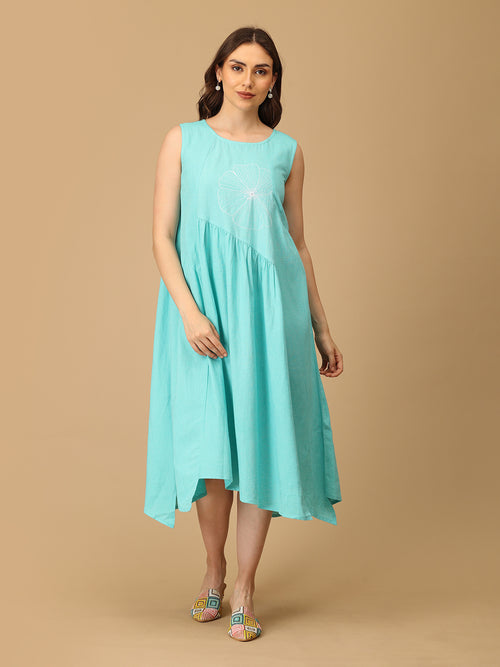 Aqua’d Up Nice Embroidered Women's Dress