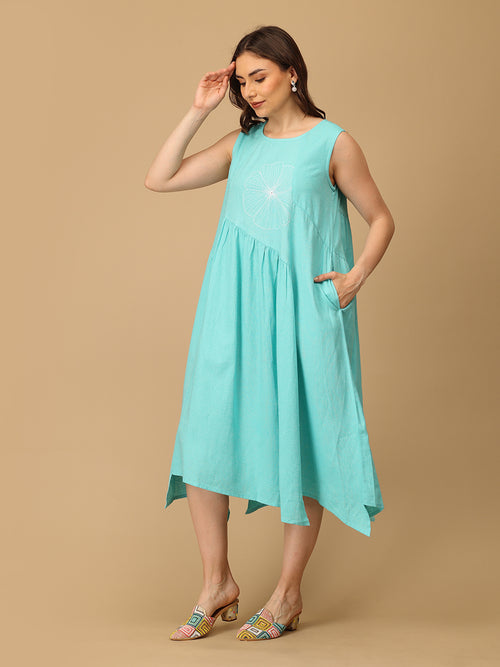 Aqua’d Up Nice Embroidered Women's Dress