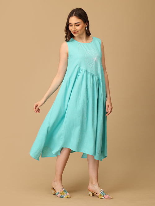 Aqua’d Up Nice Embroidered Women's Dress