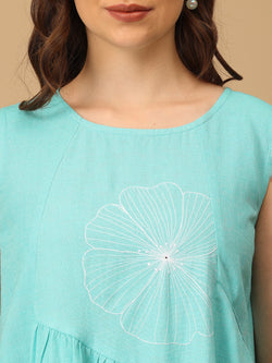 Aqua’d Up Nice Embroidered Women's Dress