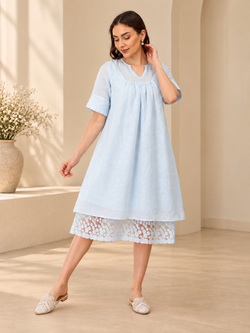 Barely Blue Linen Women's Dress