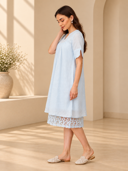 Barely Blue Linen Women's Dress
