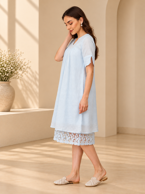 Barely Blue Linen Women's Dress