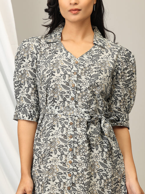 Barely Grey Floral Womens A-Line Dress