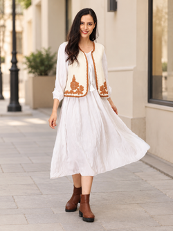 Beige the Way Women's Embroidered Vest Top