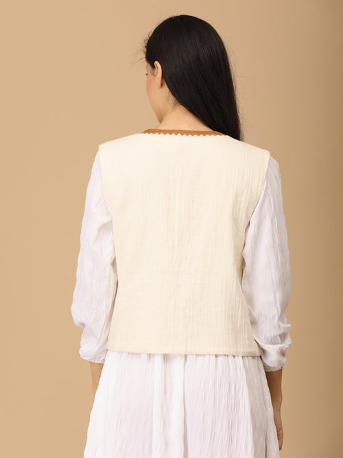 Beige the Way Women's Embroidered Vest Top