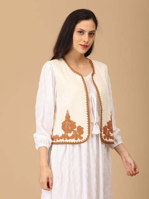 Beige the Way Women's Embroidered Vest Top