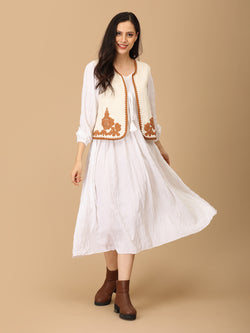 Beige the Way Women's Embroidered Vest Top