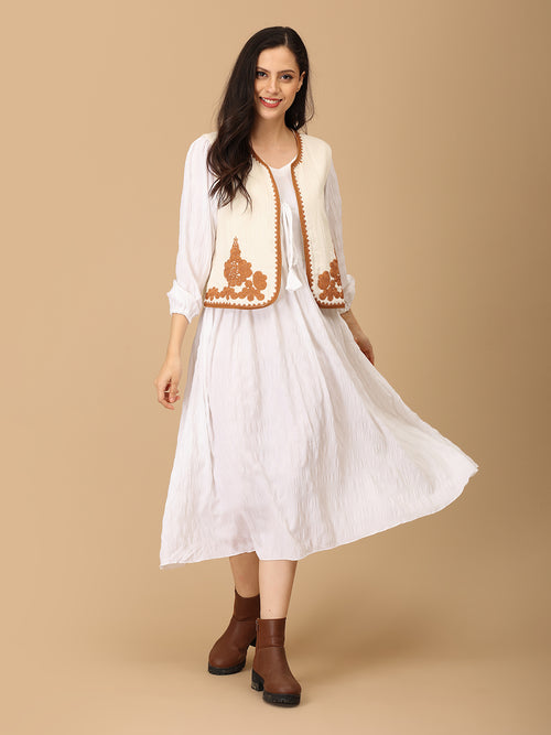 Beige the Way Women's Embroidered Vest Top