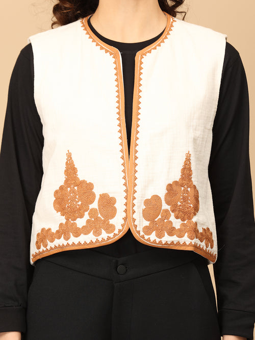 Beige the Way Women's Embroidered Vest Top