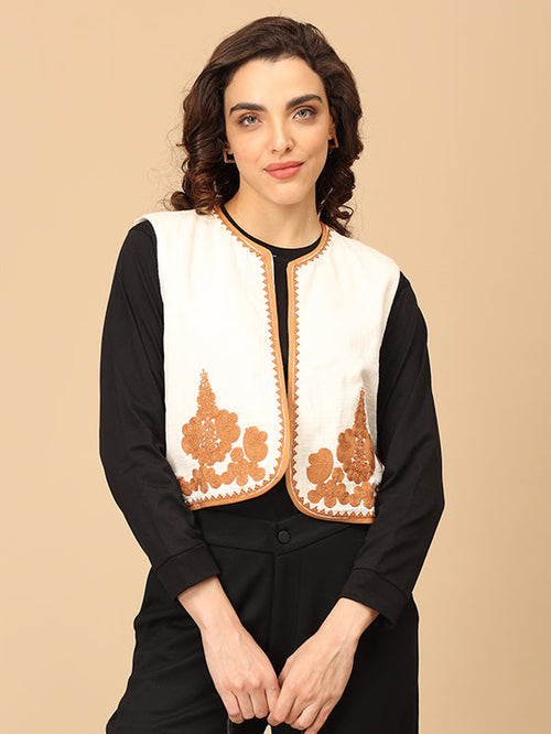 Beige the Way Women's Embroidered Vest Top