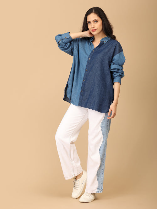 Chambray Color Block Shirt