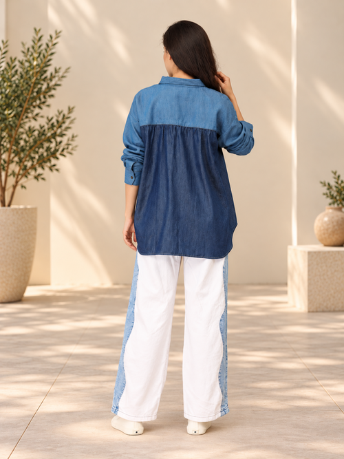 Chambray Color Block Shirt