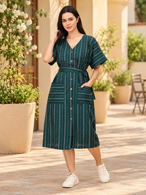 Chartreuse Chic Women's Handloom Dress