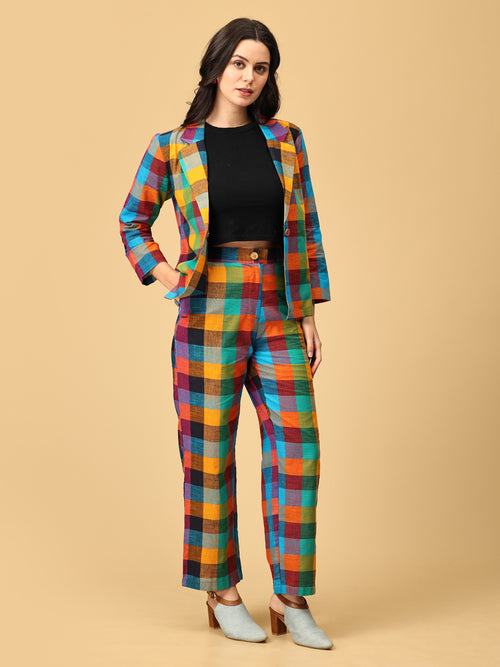 Checkmate Chic Women's Trouser and Jacket Set