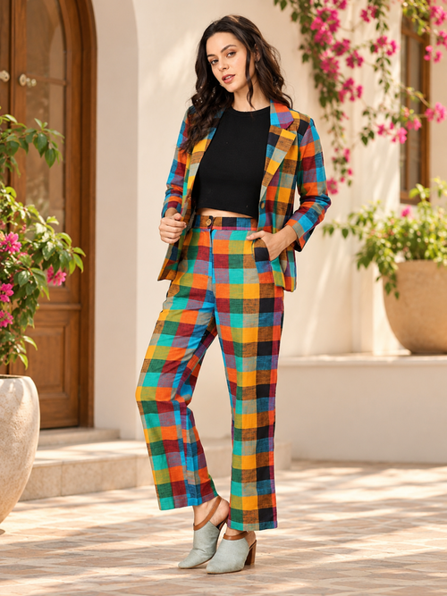 Checkmate Chic Women's Trouser and Jacket Set