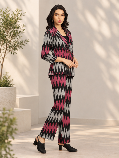Ikat Eclipse Women's  Handloom Blazer and Pant Set