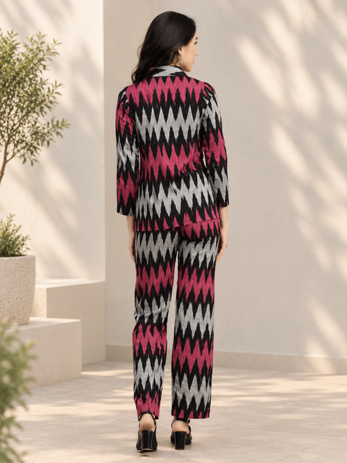 Ikat Eclipse Women's  Handloom Blazer and Pant Set