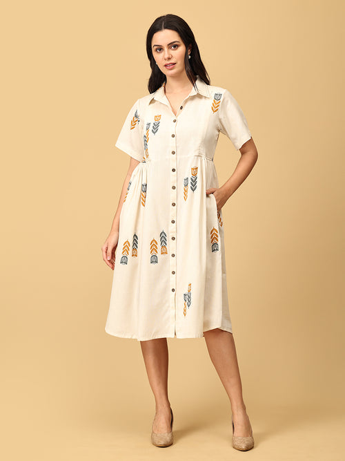 Ivory Éclat Khadi Women's Dress