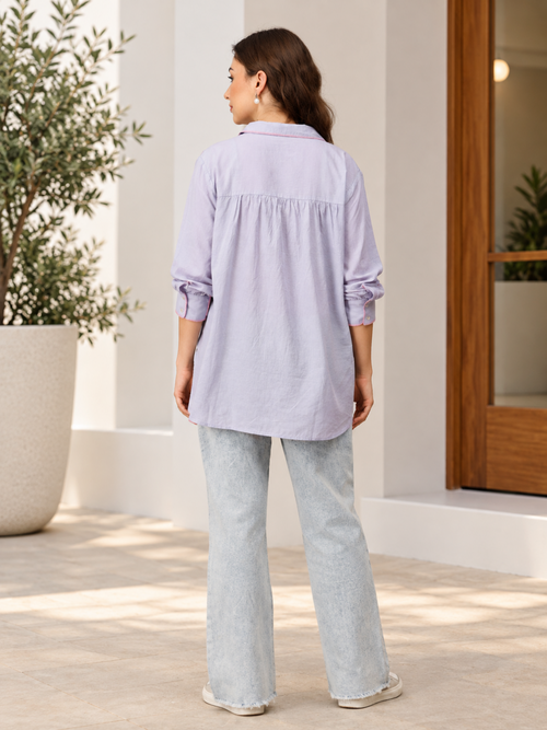 Lavendaze Women's Oversized Schiffli Shirt