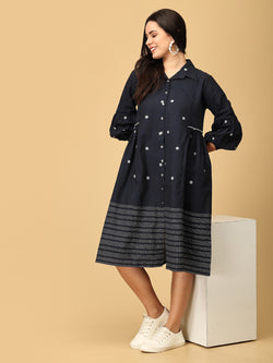 Navy Neverland Women's Handloom Dress