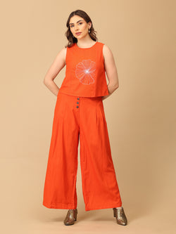 Orange You Fab Embroidered Women's Co ord Set