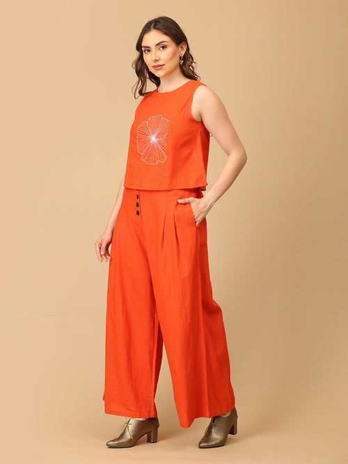 Orange You Fab Embroidered Women's Co ord Set