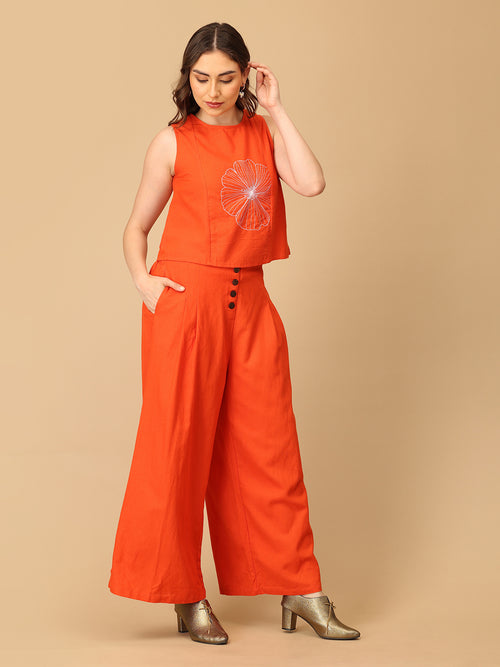 Orange You Fab Embroidered Women's Co ord Set