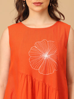 Orange You Lovely Embroidered Women's Dress