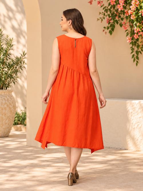 Orange You Lovely Embroidered Women's Dress