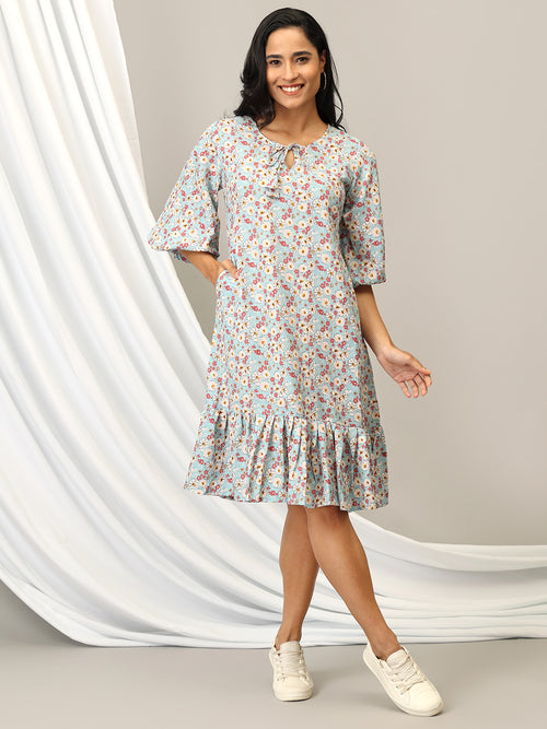 Pretty In Blooms Womens A-Line Dress