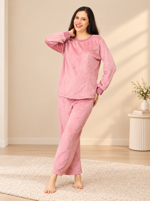 Puffin in Pink Women's Fleece Loungewear Set