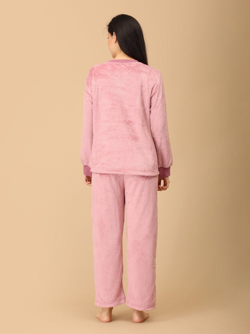 Puffin in Pink Women's Fleece Loungewear Set