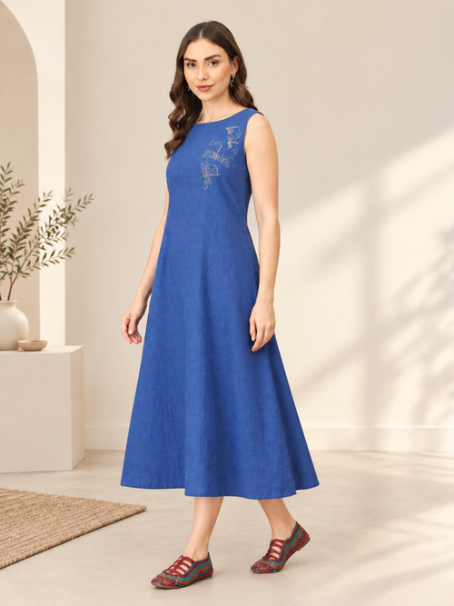 Sass in Sapphire Embroidered Women's Dress