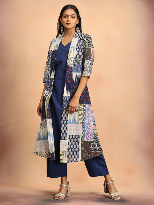 Sharp in Blue Women's Co Ord Set With Jacket