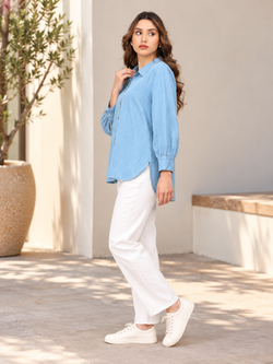 Stonewashed Classic Women's Oversized Denim Shirt