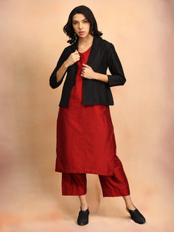 The Timeless Icon Women's Silk Jacket Kurta set