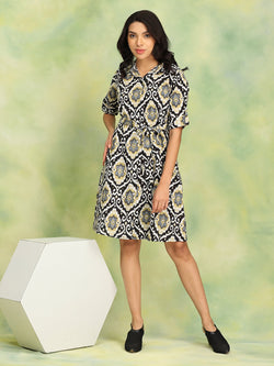 Black Ikat Enigma Womens's Ikat Dress - Women's Dress