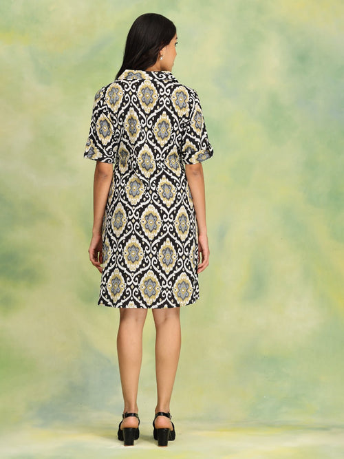 Black Ikat Enigma Womens's Ikat Dress - Women's Dress