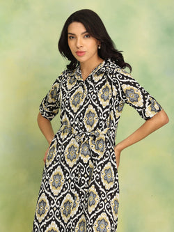 Black Ikat Enigma Womens's Ikat Dress - Women's Dress