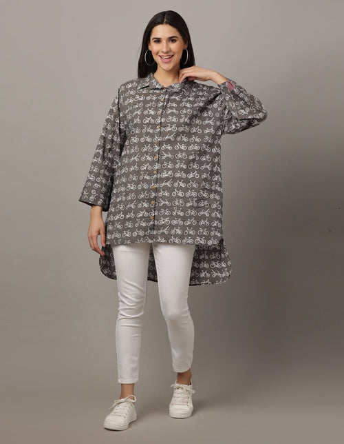 Black Wheelies Womens Oversized Shirt - WNT-BKCYL-S