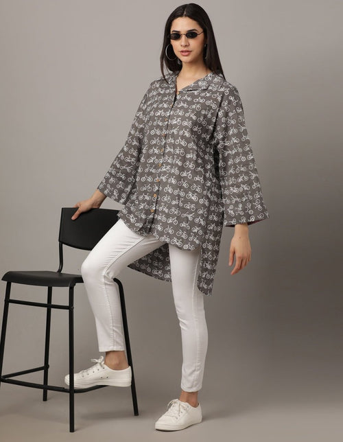 Black Wheelies Womens Oversized Shirt - WNT-BKCYL-S