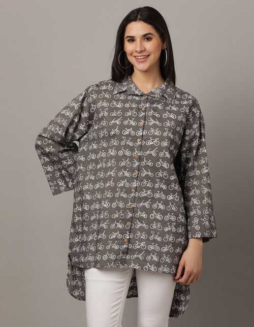 Black Wheelies Womens Oversized Shirt - WNT-BKCYL-S