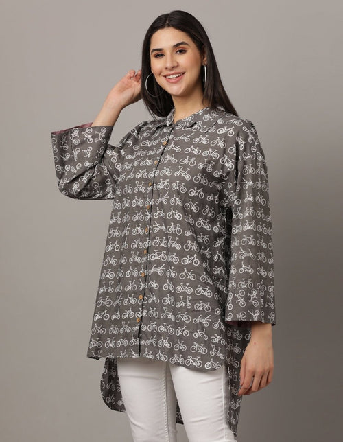 Black Wheelies Womens Oversized Shirt - WNT-BKCYL-S