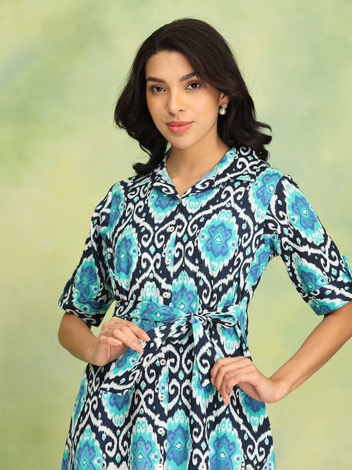 Blue - Blue Odyssey Women's Ikat Dress - Women's Dress