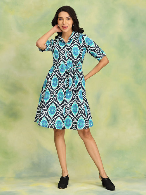 Blue - Blue Odyssey Women's Ikat Dress - Women's Dress